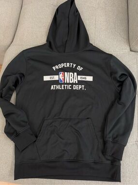 NBA Black Crewneck Hoodie with White Logo and Red/Blue Emblem